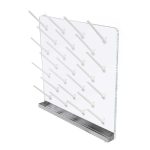 APB acrylic pegboard with pegs and stainless steel drip trough