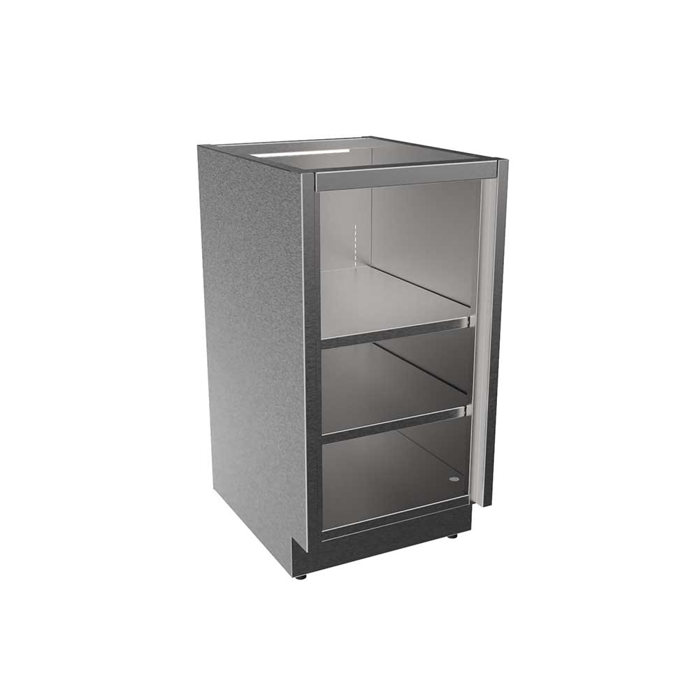 SBC3518-OF Stainless Steel Standing Height Base Cabinet, Open Face